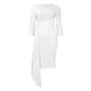 Womens Casual Dress 2024 Long Sleeve A Line Pleated Dress Tie Waist Solid Flowy Cocktail Dress for Party Wedding Guest (3X-Large,White) view 1