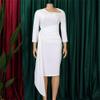 Womens Casual Dress 2024 Long Sleeve A Line Pleated Dress Tie Waist Solid Flowy Cocktail Dress for Party Wedding Guest (3X-Large,White) view 2