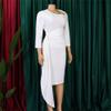 Womens Casual Dress 2024 Long Sleeve A Line Pleated Dress Tie Waist Solid Flowy Cocktail Dress for Party Wedding Guest (3X-Large,White) view 3