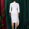 Womens Casual Dress 2024 Long Sleeve A Line Pleated Dress Tie Waist Solid Flowy Cocktail Dress for Party Wedding Guest (3X-Large,White) view 4