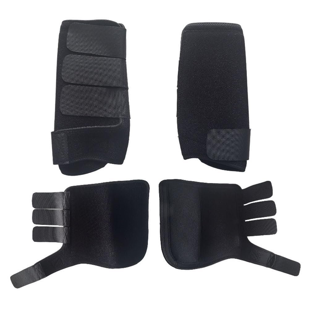 SagaSave 4 Pcs Horse Boots Protection Gear Leg Wraps Sport Boots for Riding Shock Absorbing Competition Protection(Black-Medium)