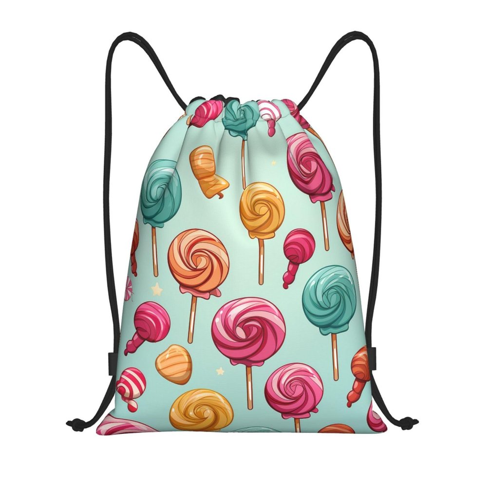 BTCOWZRV Drawstring Backpack Candy And Lollipops Drawstring Bags Gym Bags for Men Women Draw String Bags Yoga Cinch Bag