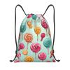 BTCOWZRV Drawstring Backpack Candy And Lollipops Drawstring Bags Gym Bags for Men Women Draw String Bags Yoga Cinch Bag