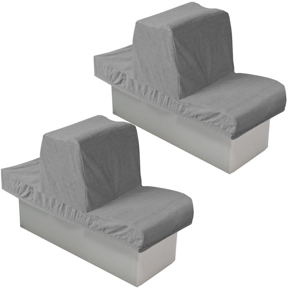 GONGJIANG Back to Back Boat Seat CoversReplacement Boat Lounge Seat Covers, Microfiber Soft Stretchable Fabric Covers for Protector Boat Seats (Gray, 2 Sets)