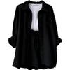 Women 2 Piece Outfits Sets Summer Fashion Long Sleeve Suit Tops Elastic High Waisted Short Sets with Pockets Trendy (Black,M) view 1