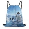 GHZWACKJ Drawstring Backpack Waterproof Gym Bag for Men Women Cinch Bag Penguin Antarctica Ice Drawstring Bags Sports Draw String Bags view 1