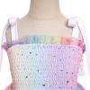 IBTOM CASTLE First Birthday Outfit Girl Baby: Toddler Girl Tutu Dress Summer Sequin Smocked Sleeveless Spaghetti Straps Backless Princess Tulle Dress Pageant Wedding Sundress Rainbow 12-18 Months view 4