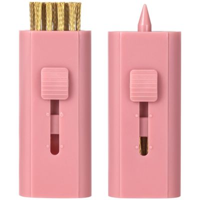 PAGOW 2 Pack Pocket Retractable Golf Club Cleaner Brush, Double Sided Golf Club Brush Groove Cleaner, Portable Golf Club Cleaning Wire Brush Tool, Must Have Golf Bag Accessories Golf Gifts (Pink)