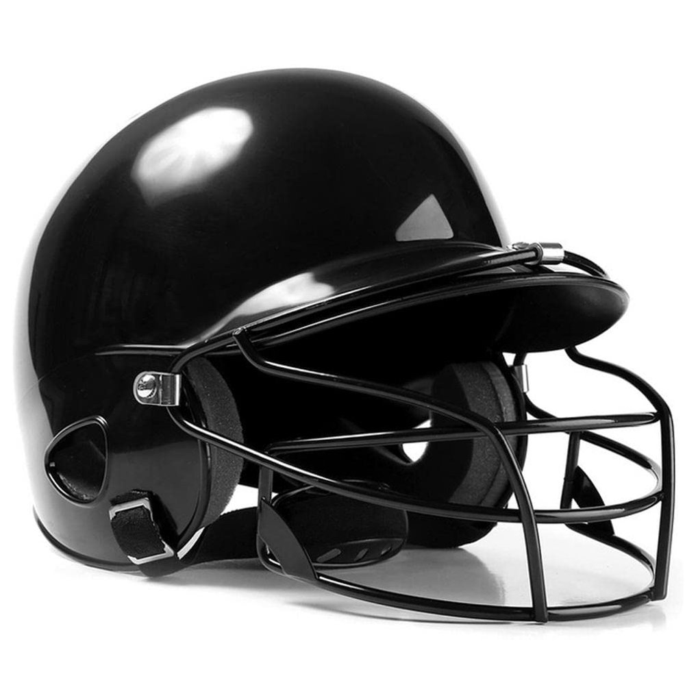 Baseball Softball Batting Helmet with Face Cover Dual Density Impact Absorption Foam High Impact ABS Shell Helmet for Teenagers Adults (Black)