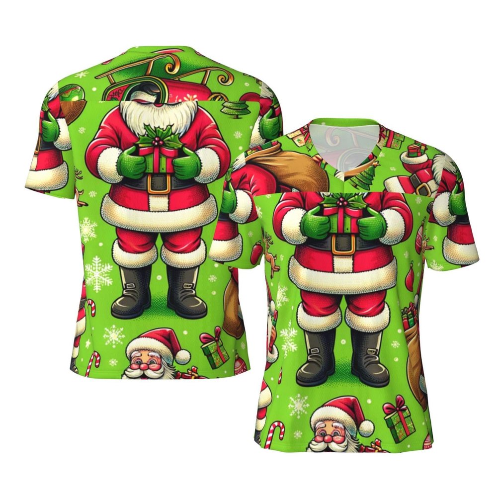 Stylish Athletic Sports Jersey Santa-Claus-Merry-Christmas Men's Rugby Jersey Small Black