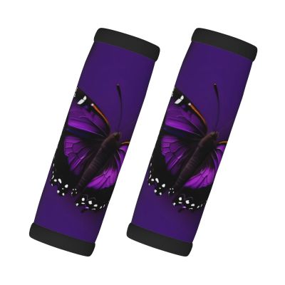 SSIMOO One Purple Plum Butterfly Luggage Handle Covers-Set of 2,for Suitcases,Door Handles Backpack,Travel Essentials, Black