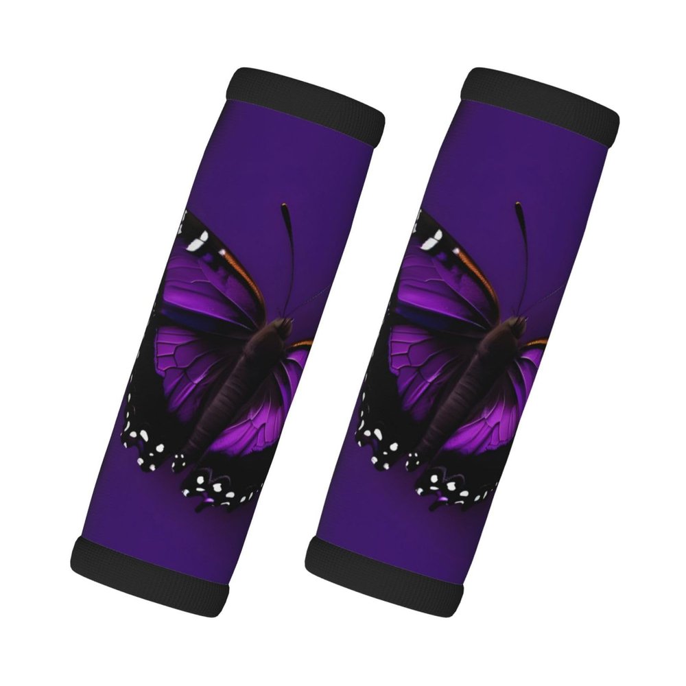 SSIMOO One Purple Plum Butterfly Luggage Handle Covers-Set of 2,for Suitcases,Door Handles Backpack,Travel Essentials, Black
