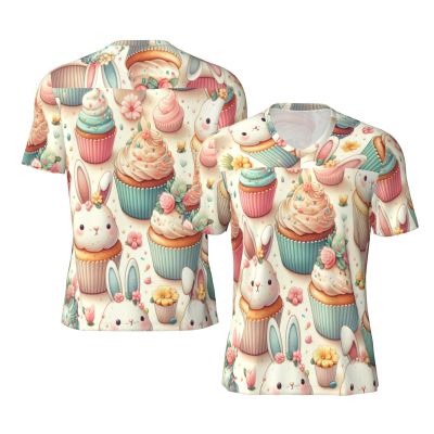 Stylish Athletic Sports Jersey Easter-Rabbit-Ears-Cupcakes Men's Rugby Jersey 3X-Large Black