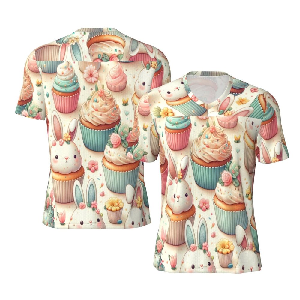 Stylish Athletic Sports Jersey Easter-Rabbit-Ears-Cupcakes Men's Rugby Jersey 3X-Large Black