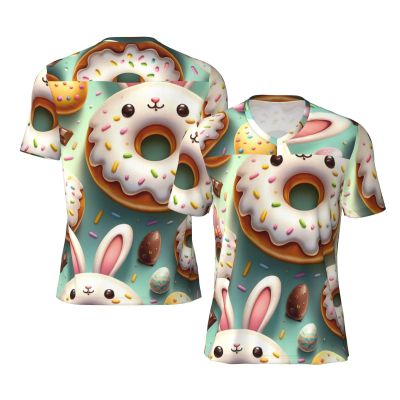 Stylish Athletic Sports Jersey Easter-Rabbit-Ears-Donuts Men's Rugby Jersey 3X-Large Black