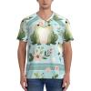Stylish Athletic Sports Jersey Cartoon-Cute-Frogs-Flowers Men's Rugby Jersey Small view 2