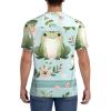 Stylish Athletic Sports Jersey Cartoon-Cute-Frogs-Flowers Men's Rugby Jersey Small view 4