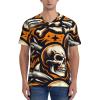 Stylish Athletic Sports Jersey Hipster-Shark-Skull-Orange Men's Rugby Jersey Xx-Large view 2