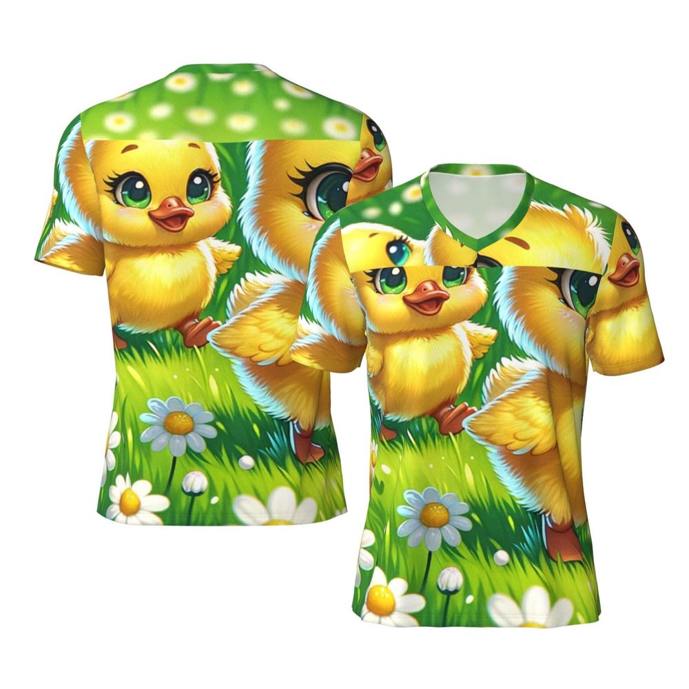 Stylish Athletic Sports Jersey Yellow-Small-Duck-Daisies Men's Rugby Jersey Large