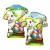 Stylish Athletic Sports Jersey Cute-Easter-Rabbit-Eggs Men's Rugby Jersey 3X-Large Black