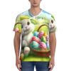 Stylish Athletic Sports Jersey Cute-Easter-Rabbit-Eggs Men's Rugby Jersey 3X-Large Black view 4