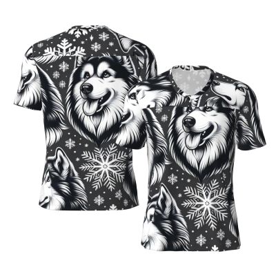 Stylish Athletic Sports Jersey Snowflakes-Siberian-Husky Men's Rugby Jersey Small Black