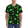 Stylish Athletic Sports Jersey Alien-Funny-Spaceships-Planet Men's Rugby Jersey 4X-Large Black view 3