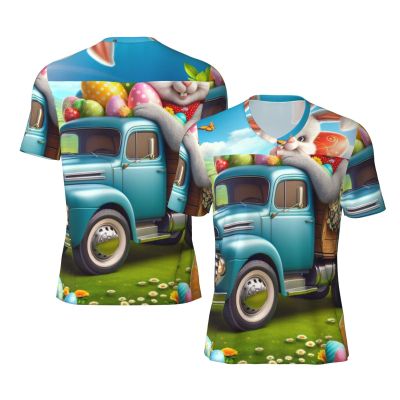 Stylish Athletic Sports Jersey Easter-Rabbit-Daisies-Eggs Men's Rugby Jersey Small Black