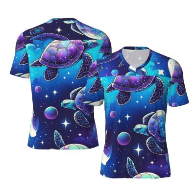 Stylish Athletic Sports Jersey Turtle-Moonlit-Walk-Galaxy Men's Rugby Jersey Medium