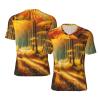 Stylish Athletic Sports Jersey Oil-Painting-Forest-Autumn Men's Rugby Jersey Medium