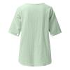 Womens Embroidered Shirt Cotton Linen Short Sleeve Blouses Peasant Boho Tops Casual V Neck Loose Tunics Stylish Green-b view 2