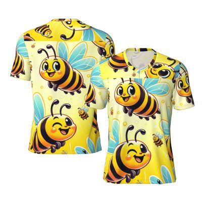 Stylish Athletic Sports Jersey Cartoon-Bee-Joy Men's Rugby Jersey Small Black