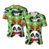 Stylish Athletic Sports Jersey Pandas-Christmas-Santa-Hats Men's Rugby Jersey Large Black view 1