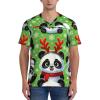 Stylish Athletic Sports Jersey Pandas-Christmas-Santa-Hats Men's Rugby Jersey Large Black view 4