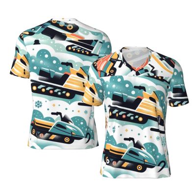 Stylish Athletic Sports Jersey Snowmobiles-Snow-Winter Men's Rugby Jersey 4X-Large