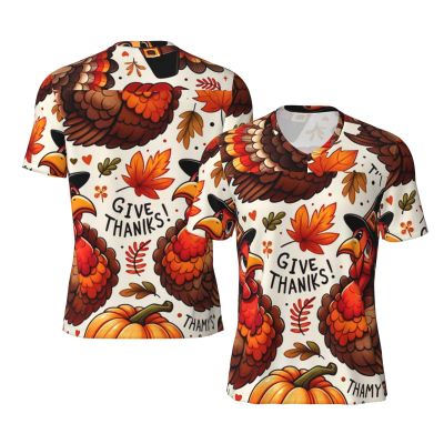 Stylish Athletic Sports Jersey Thanksgiving-Turkey-Leaves Men's Rugby Jersey Large Black