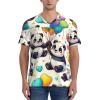 Stylish Athletic Sports Jersey Pandas-Balloons-Pattern Men's Rugby Jersey Xx-Large Black view 2