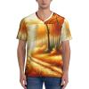Stylish Athletic Sports Jersey Autumn-Forest-Road-Painting Men's Rugby Jersey Small view 2