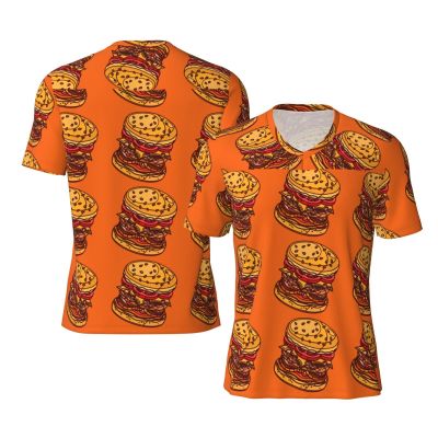 Stylish Athletic Sports Jersey Fast-Food-Hamburger Men's Rugby Jersey Large Black