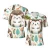 Stylish Athletic Sports Jersey Cute-Cartoon-Hedgehogs Men's Rugby Jersey 4X-Large Black view 1