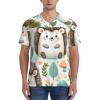 Stylish Athletic Sports Jersey Cute-Cartoon-Hedgehogs Men's Rugby Jersey 4X-Large Black view 2