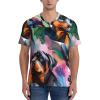 Stylish Athletic Sports Jersey Watercolor-Doberman-Rottweiler Men's Rugby Jersey X-Large Black view 4