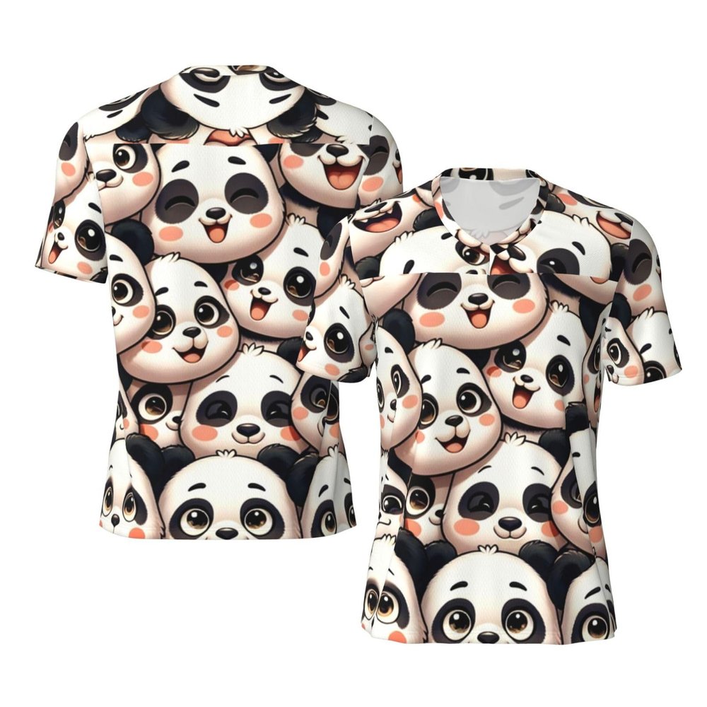 Stylish Athletic Sports Jersey Cute-Pandas Men's Rugby Jersey X-Large Black