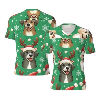 Stylish Athletic Sports Jersey Christmas-Dogs-Santa-Hats Men's Rugby Jersey 4X-Large Black