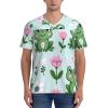 Stylish Athletic Sports Jersey Green-Frogs-Flowers Men's Rugby Jersey 4X-Large view 2