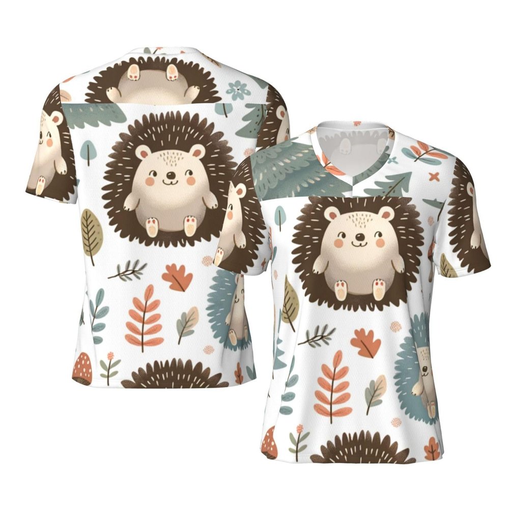 Stylish Athletic Sports Jersey Nature-Cute-Hedgehogs Men's Rugby Jersey Xx-Large Black