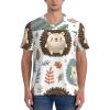 Stylish Athletic Sports Jersey Nature-Cute-Hedgehogs Men's Rugby Jersey Xx-Large Black view 4