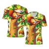 Stylish Athletic Sports Jersey Cute-Cartoon-Squirrel-On-Tree Men's Rugby Jersey Medium Black view 1