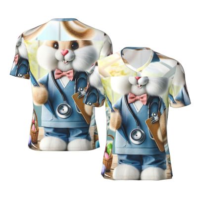 Stylish Athletic Sports Jersey Easter-Rabbit-Nurse Men's Rugby Jersey Xx-Large Black