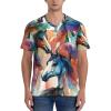 Stylish Athletic Sports Jersey Watercolor-Horse-Colorful Men's Rugby Jersey Small view 2
